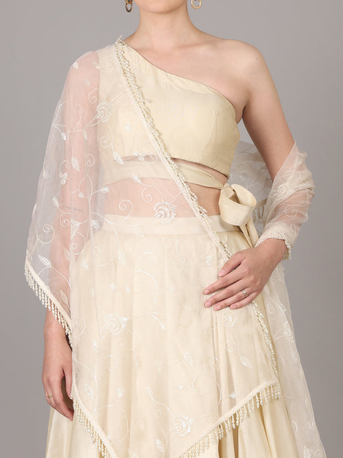 IVORY CROP SKIRT SET