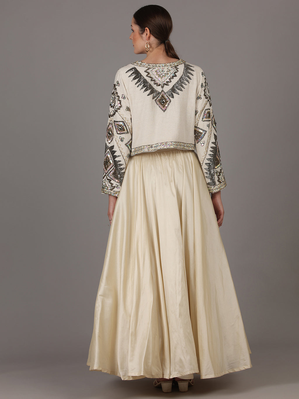 NAMAH BY PARUL MONGIA Linen Off White Embroidered Jacket