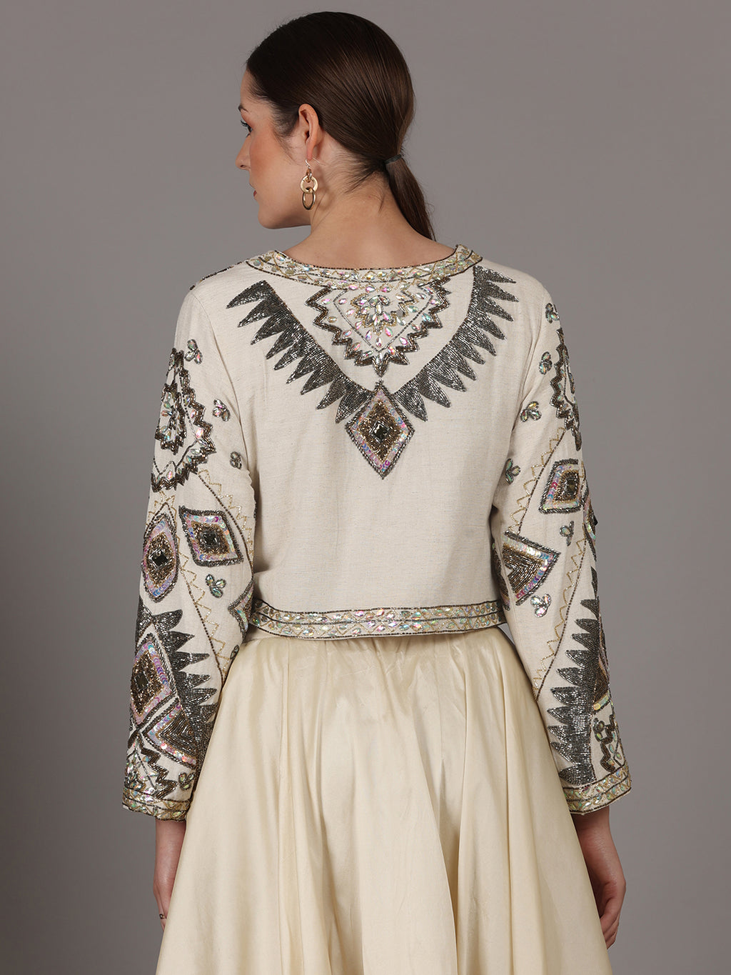 NAMAH BY PARUL MONGIA Linen Off White Embroidered Jacket