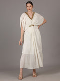 NAMAH BY PARUL MONGIA Ivory Cotton Chiffon Kaftan Dress with Slip