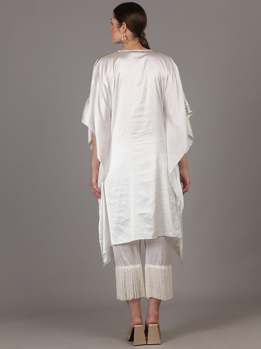 NAMAH BY PARUL MONGIA Ivory Satin Kaftan with Straight Pant