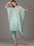 NAMAH BY PARUL MONGIA Bright Sky Blue Kaftan & Tulip Dhoti Pant