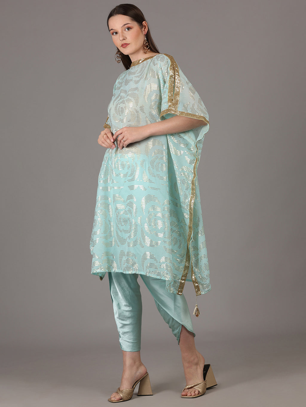 NAMAH BY PARUL MONGIA Bright Sky Blue Kaftan & Tulip Dhoti Pant