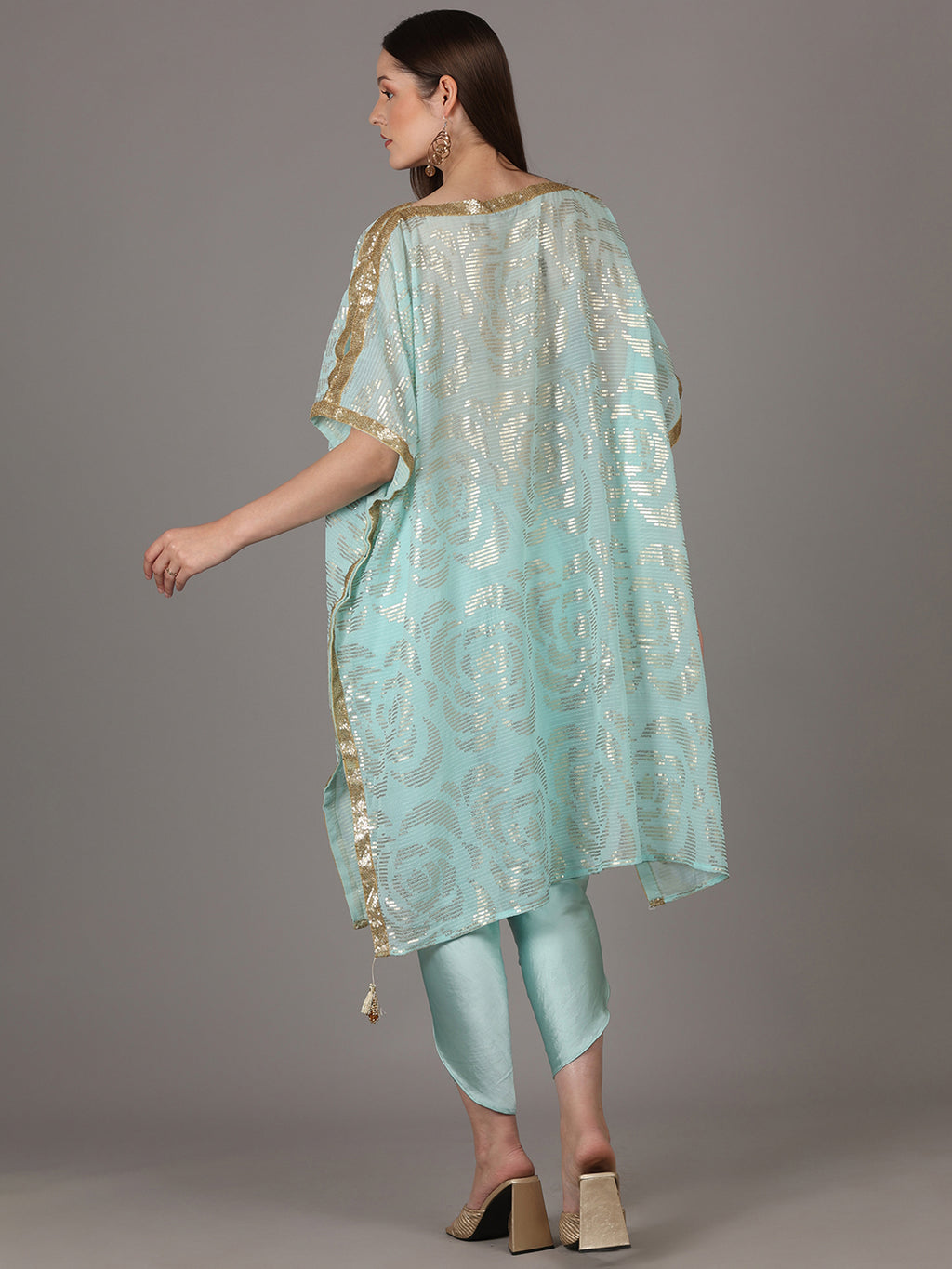 NAMAH BY PARUL MONGIA Bright Sky Blue Kaftan & Tulip Dhoti Pant