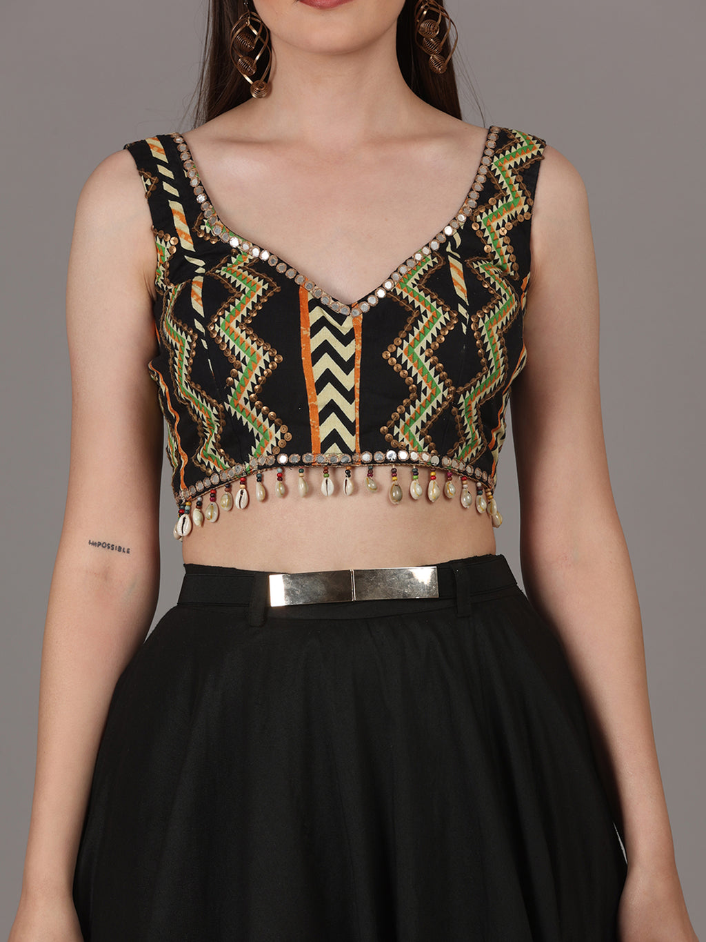 Namah By Parul Mongia Black Taffeta Silk Skirt Set