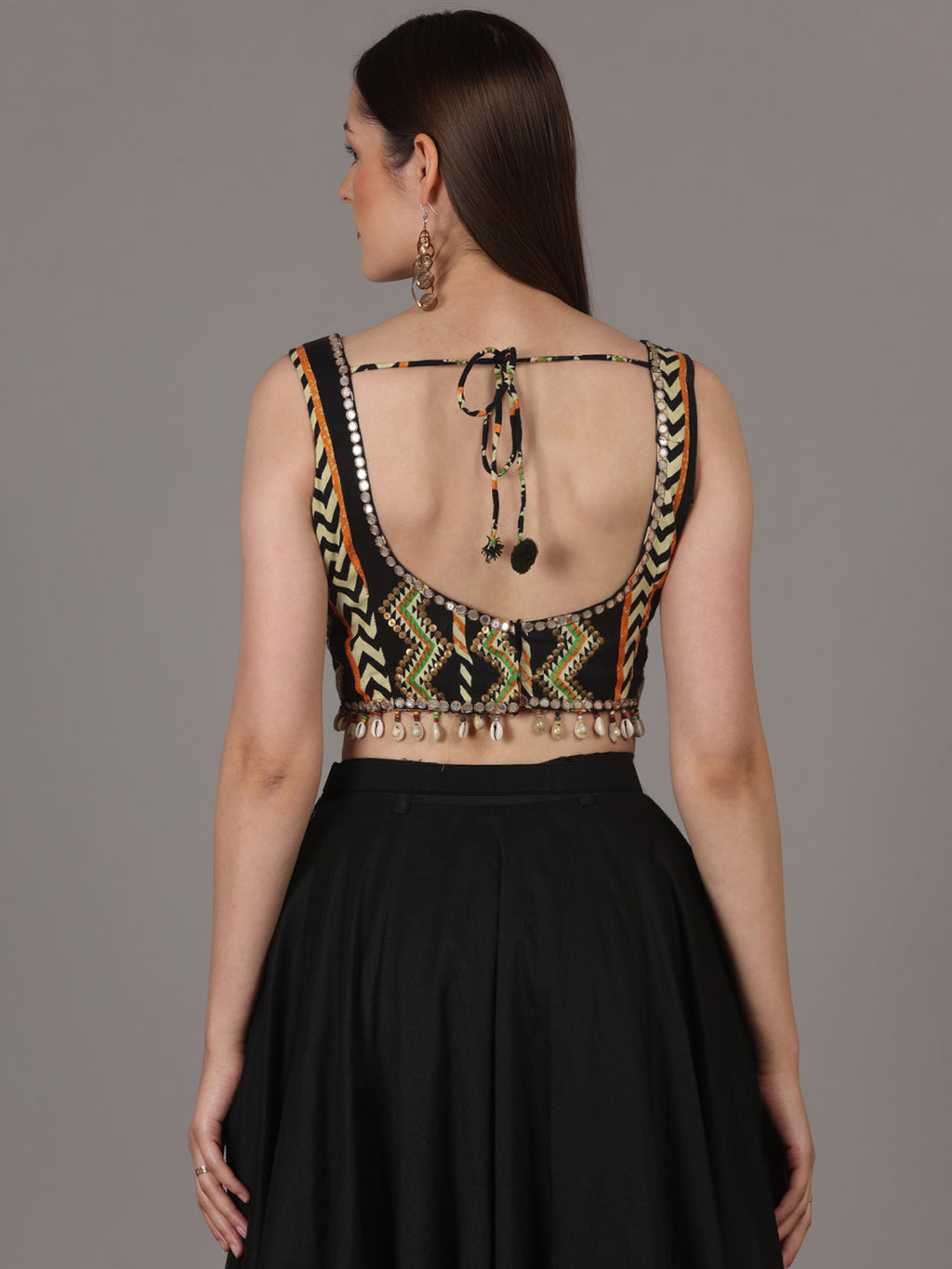 Namah By Parul Mongia Black Taffeta Silk Skirt Set