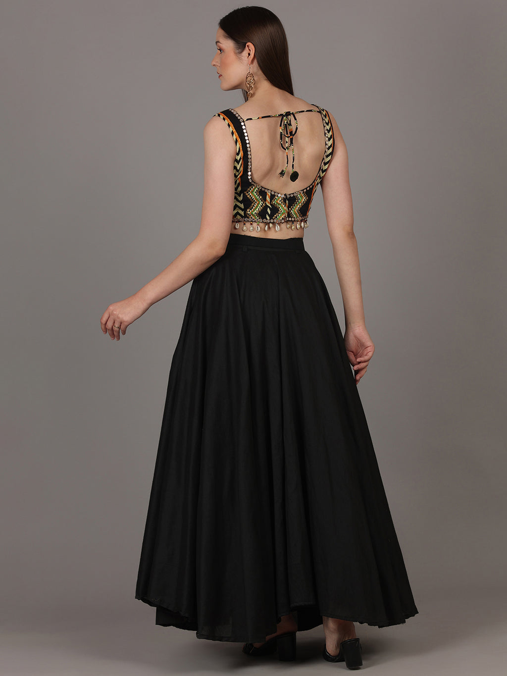 Namah By Parul Mongia Black Taffeta Silk Skirt Set