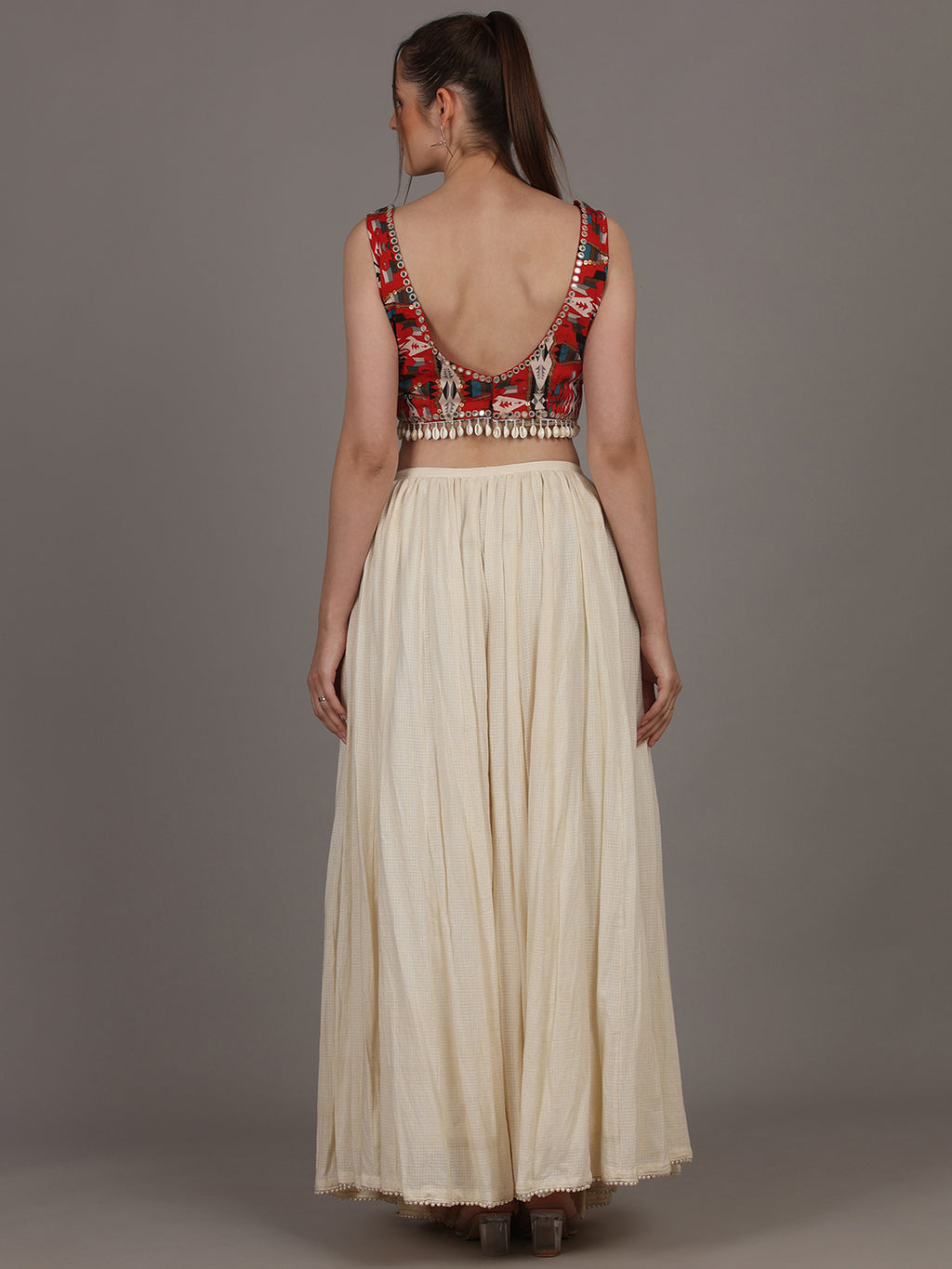 NAMAH BY PARUL MONGIA Red Astrid Crop Top & Skirt