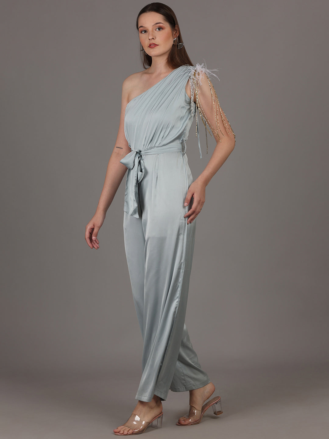 NAMAH BY PARUL MONGIA Ice Blue One Shoulder Jumpsuit