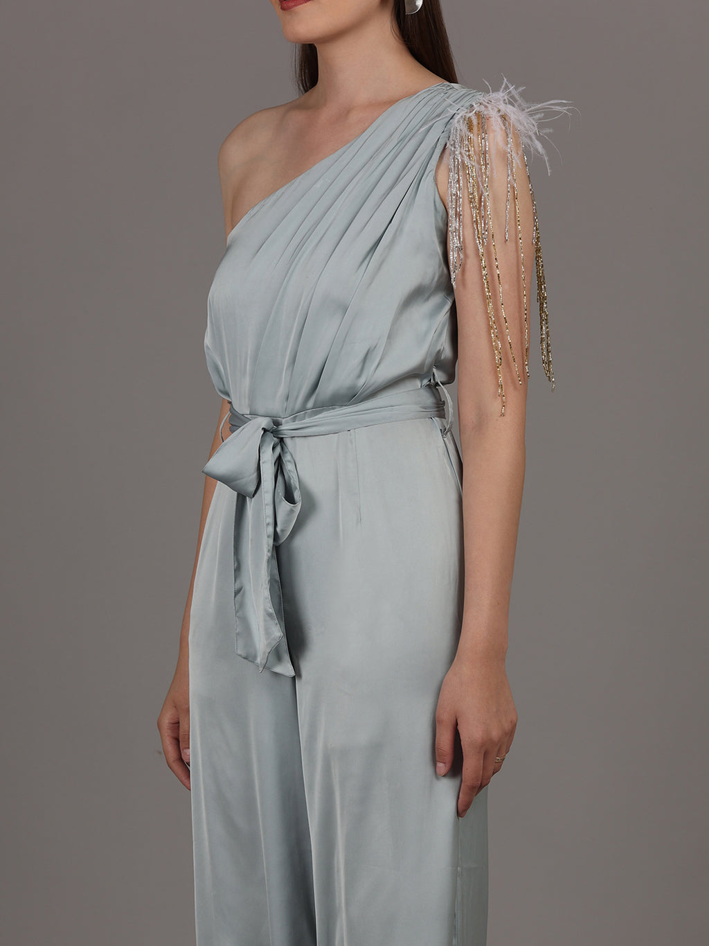 NAMAH BY PARUL MONGIA Ice Blue One Shoulder Jumpsuit
