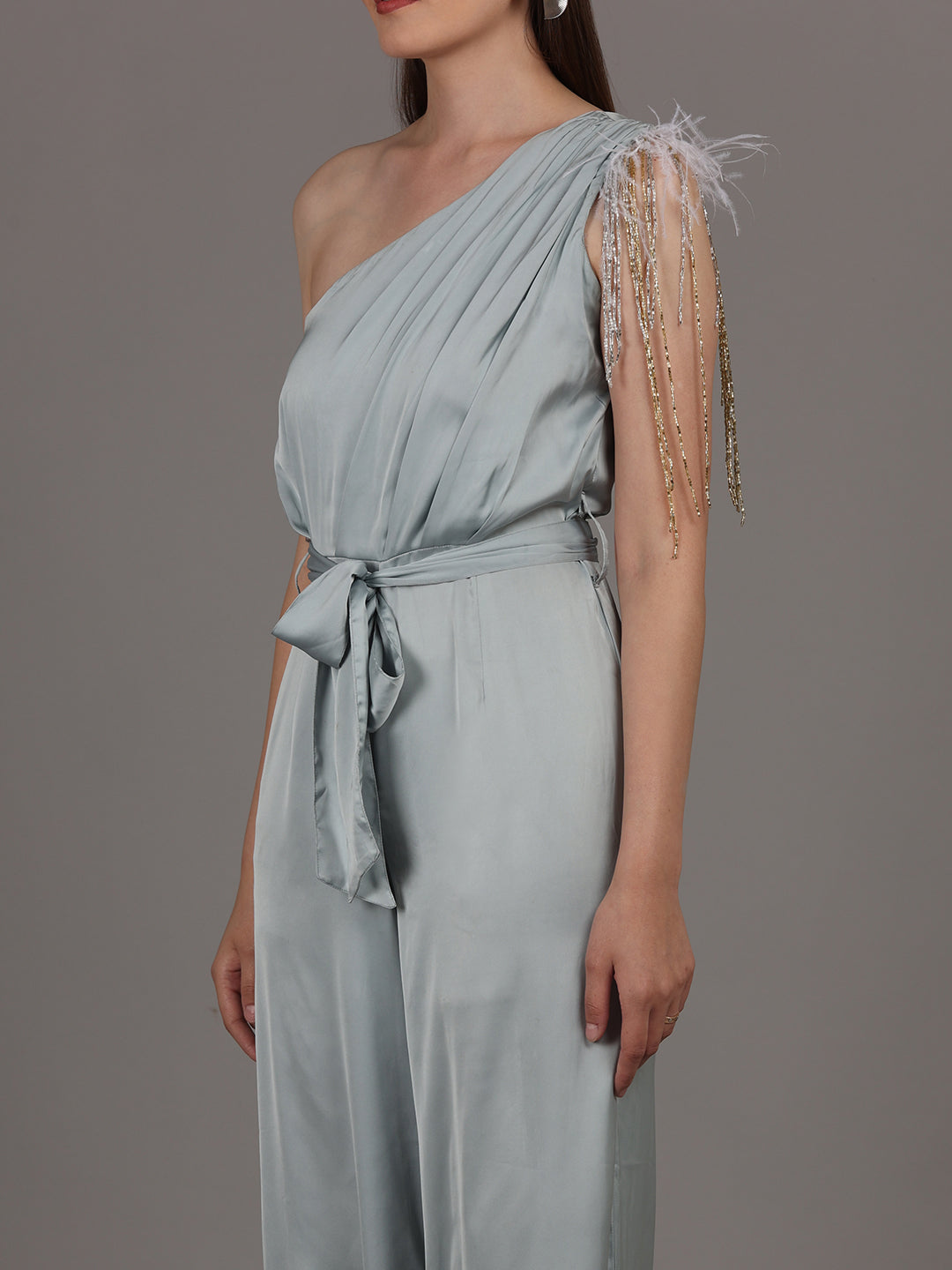 NAMAH BY PARUL MONGIA Ice Blue One Shoulder Jumpsuit