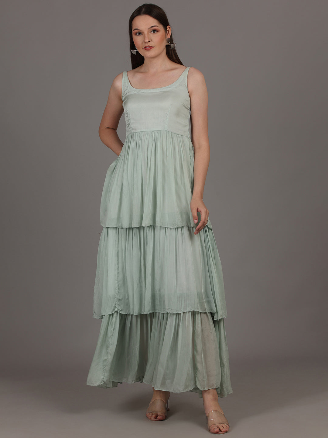 NAMAH BY PARUL MONGIA Ice Blue Tier Maxi Dress