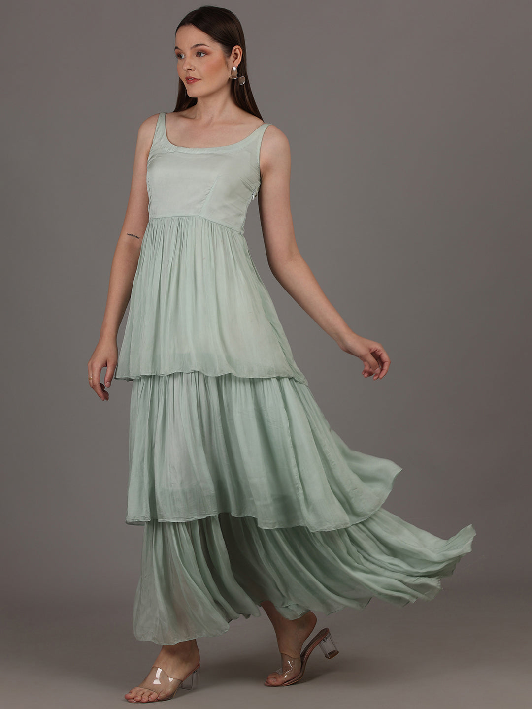 NAMAH BY PARUL MONGIA Ice Blue Tier Maxi Dress