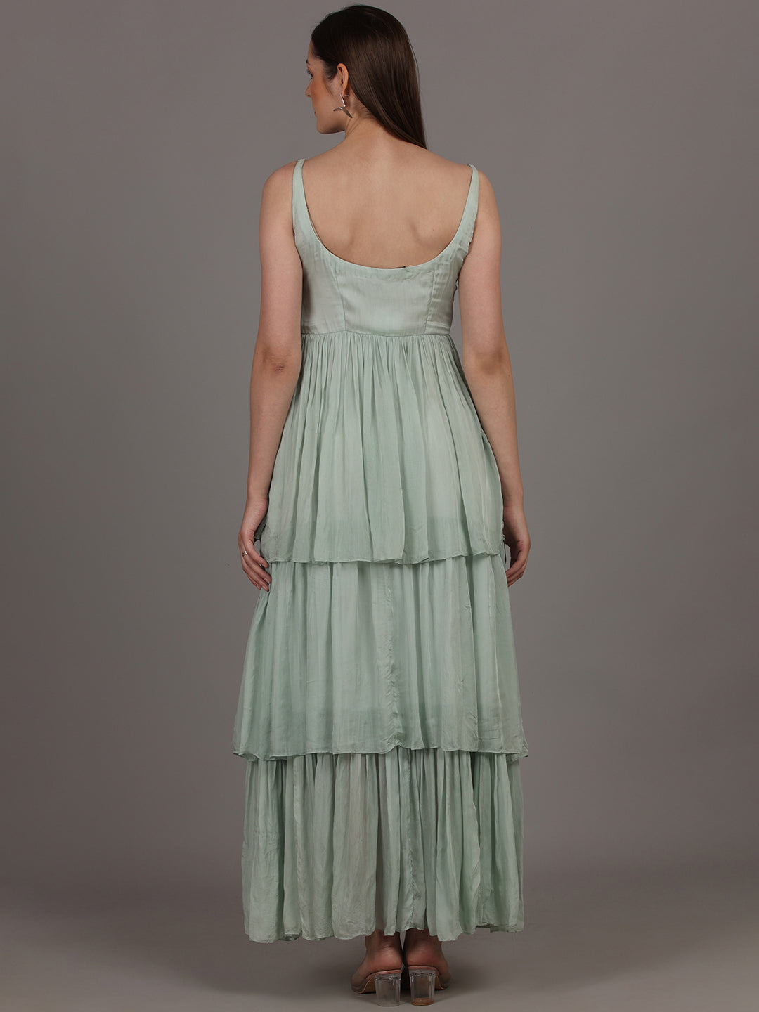 NAMAH BY PARUL MONGIA Ice Blue Tier Maxi Dress