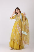 NAMAH BY PARUL MONGIA Yellow Mirror Work Kurta with Sharara and Dupatta