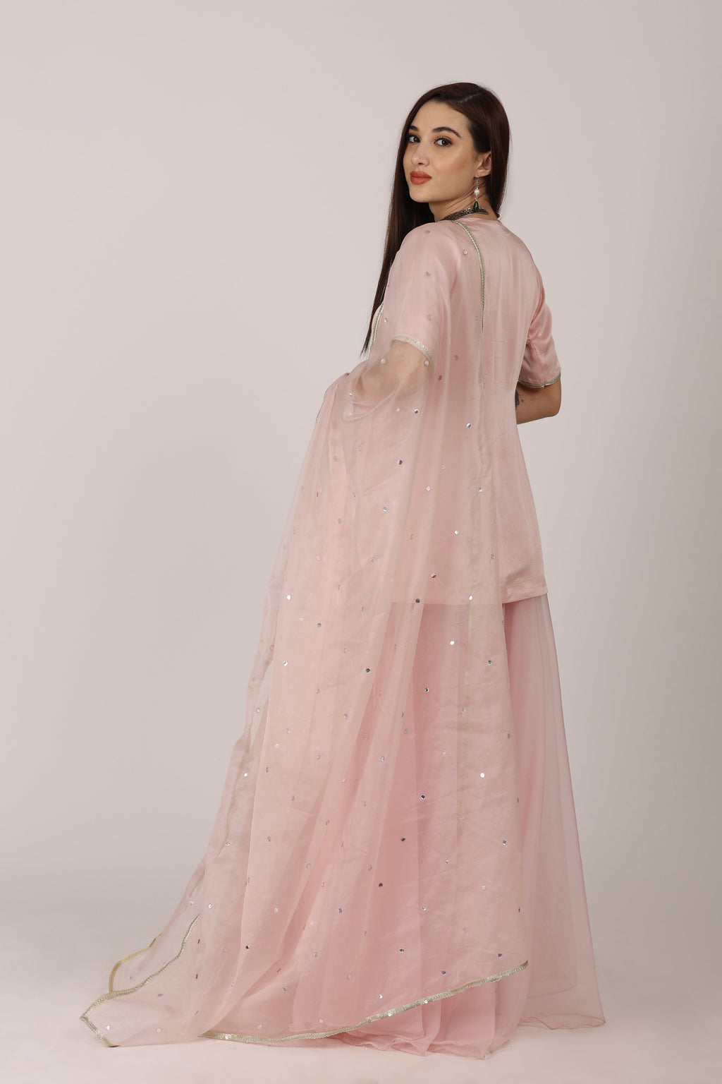 NAMAH BY PARUL MONGIA Pink Solid Kurta with Sharara and Dupatta