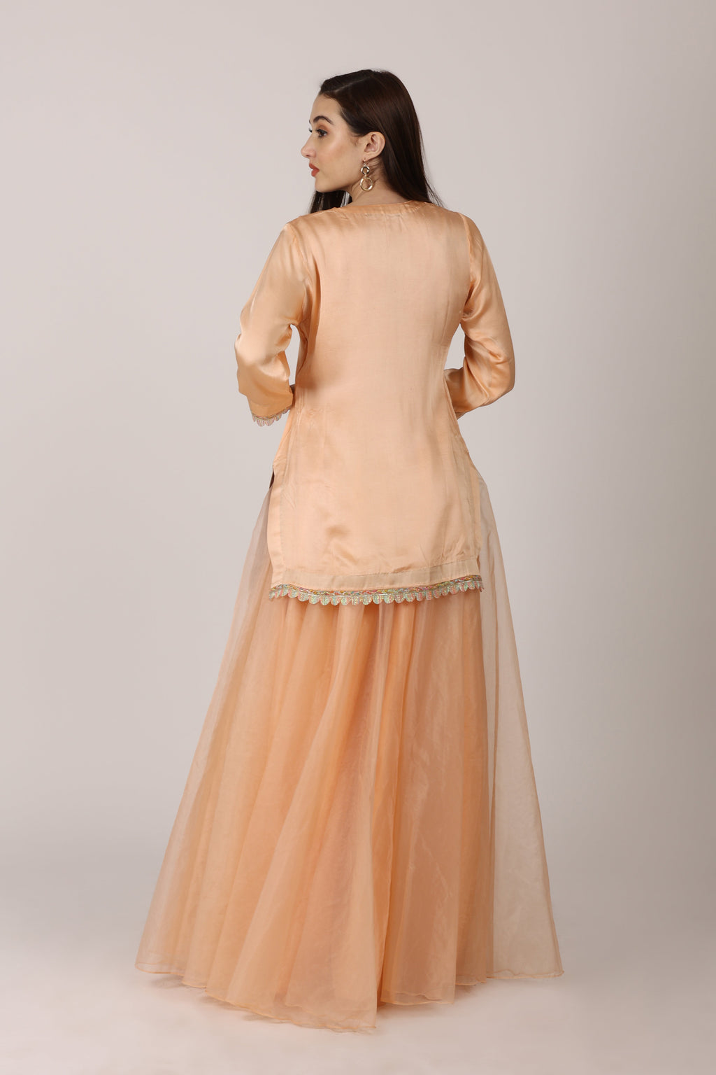 NAMAH BY PARUL MONGIA Peach Solid Kurta with Sharara and Dupatta