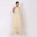 NAMAH BY PARUL MONGIA Ivory Organza Embroidered Kurta with Sharara and Dupatta
