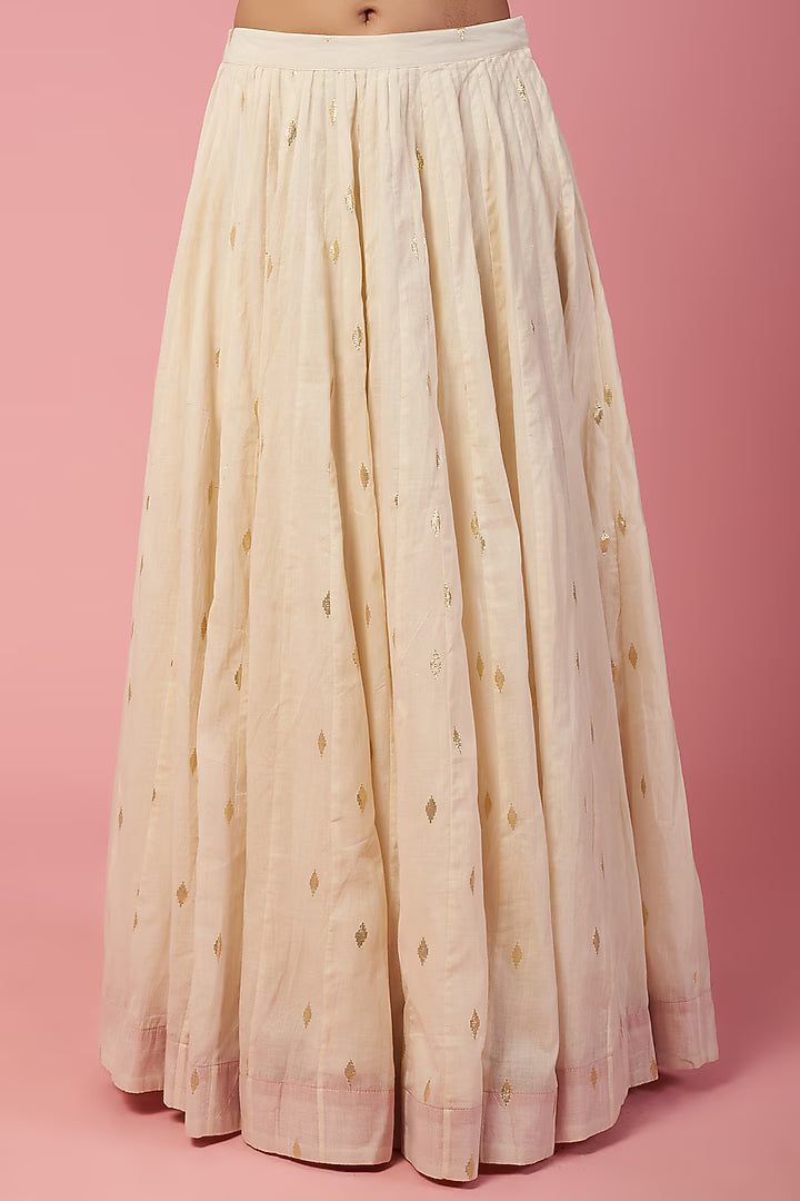 Namah By Parul Mongia Ivory Cotton Woven Motifs Lehenga Set