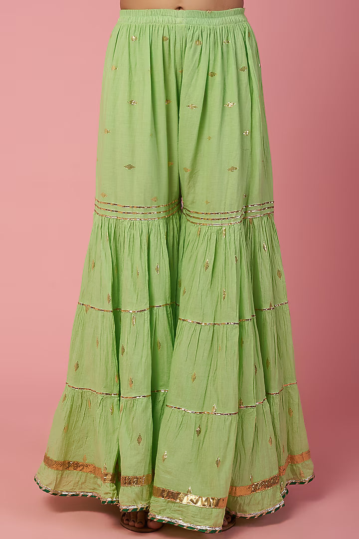 Namah By Parul Mongia Mint Green Cotton Sharara Set