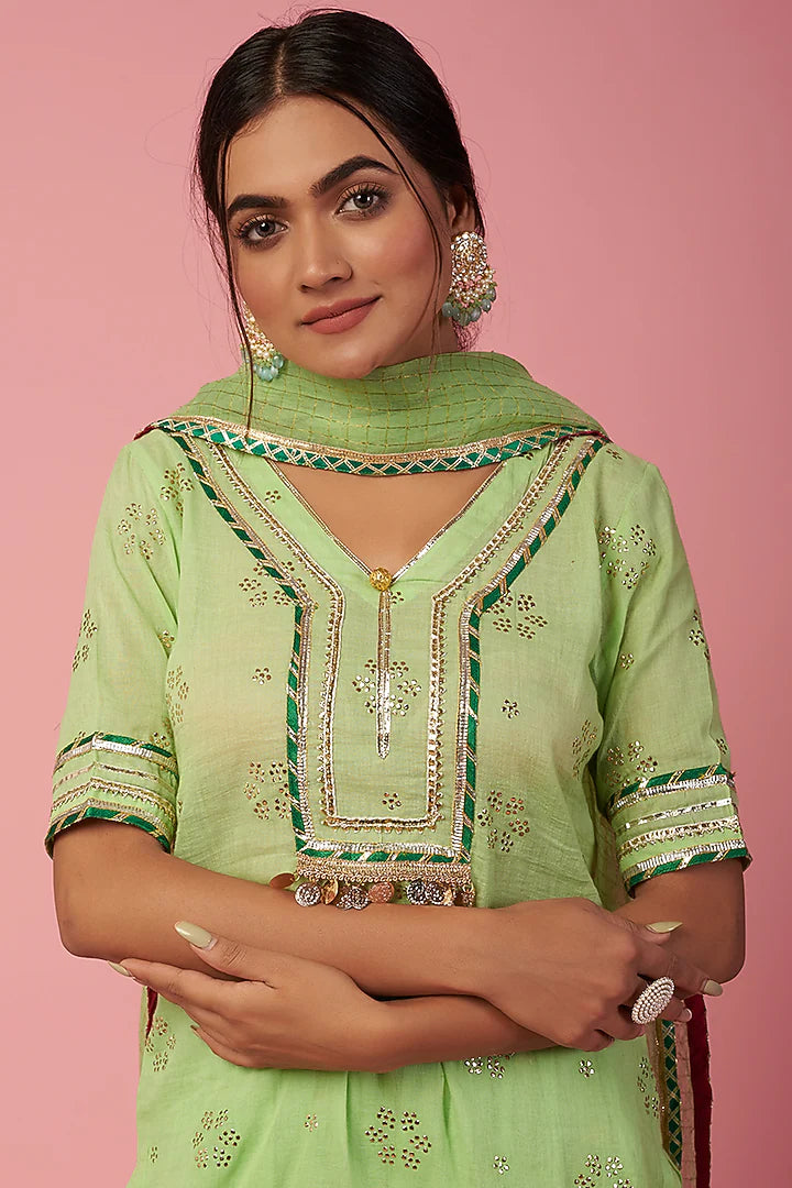 Namah By Parul Mongia Mint Green Cotton Sharara Set