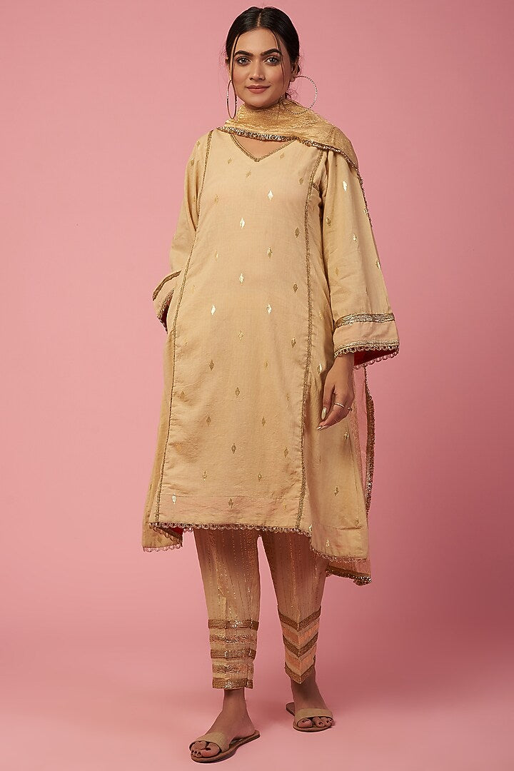 Namah By Parul Mongia Light Gold Cotton Kurta Set