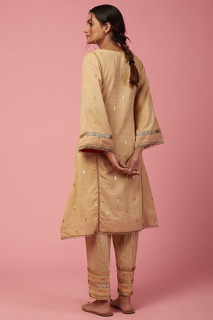 Namah By Parul Mongia Light Gold Cotton Kurta Set