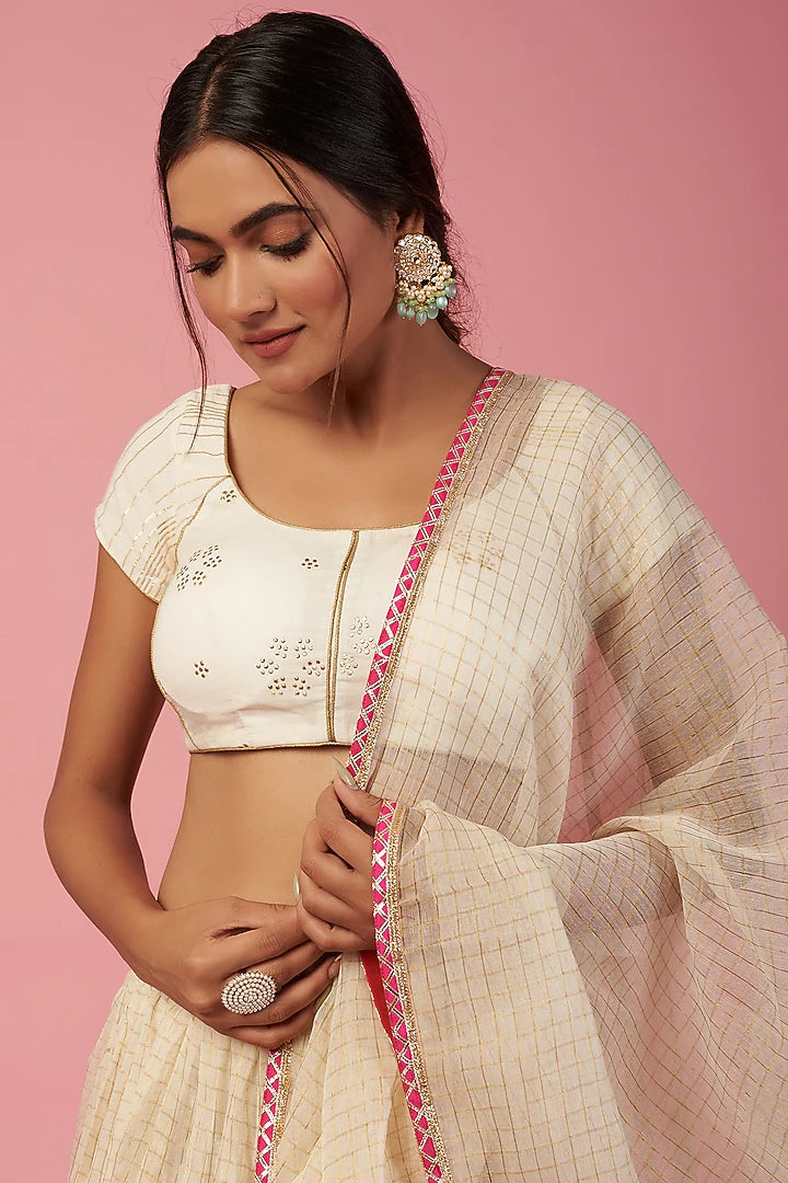 Namah By Parul Mongia wishlist Ivory Chanderi Lehenga Set