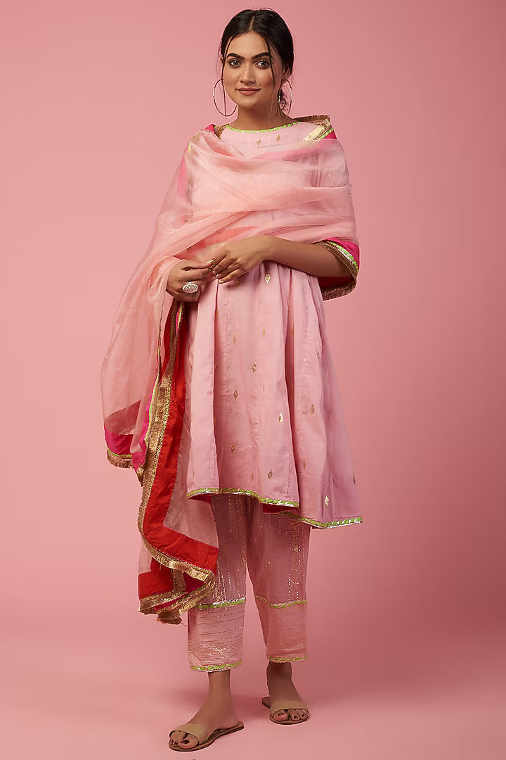 Namah By Parul Mongia Blush Pink Cotton Anarkali Set