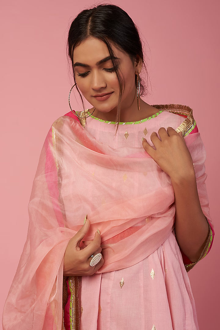 Namah By Parul Mongia Blush Pink Cotton Anarkali Set