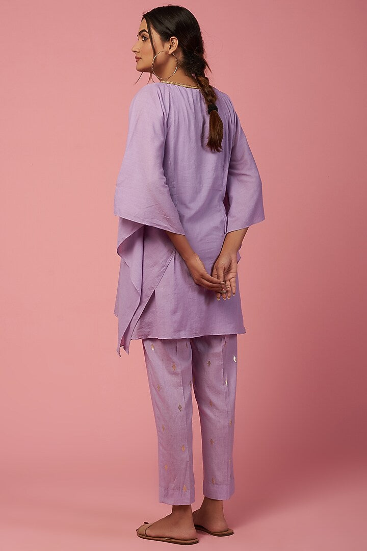 NAMAH BY PARUL MONGIA Mauve Embroidered Kaftan Set