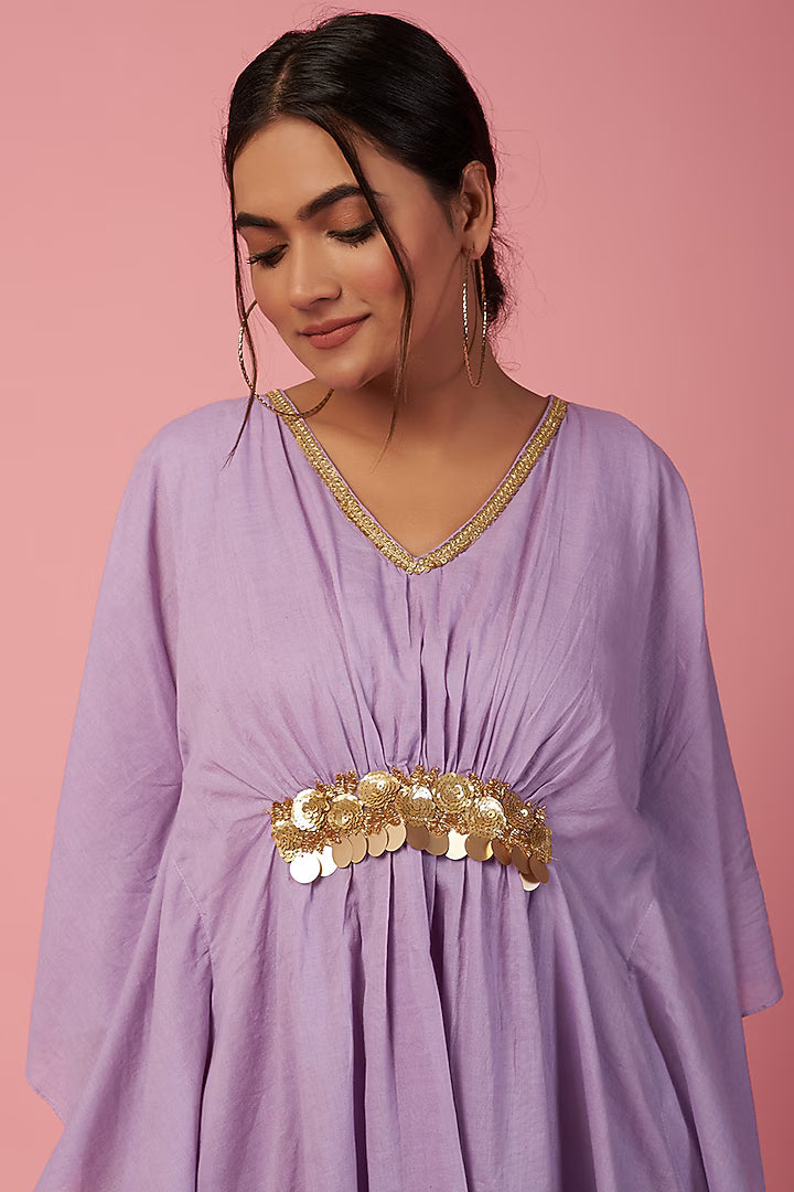 NAMAH BY PARUL MONGIA Mauve Embroidered Kaftan Set
