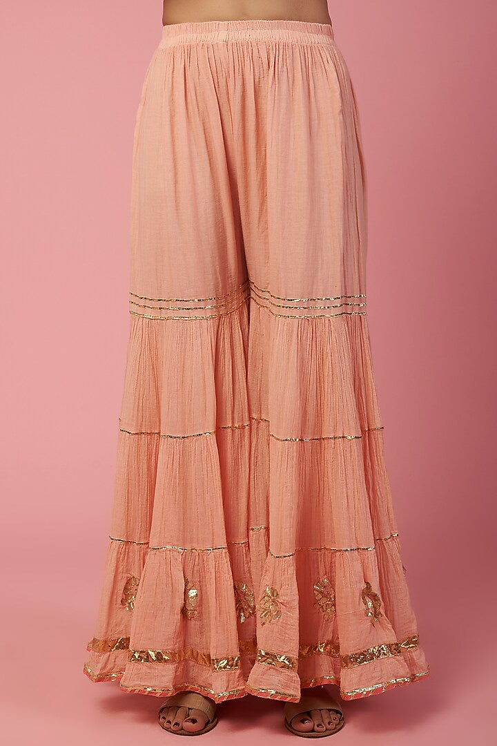Namah By Parul Mongia Salmon Peach Cotton Sharara Set