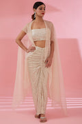 Namah By Parul Mongia Ivory Organza Cape Set