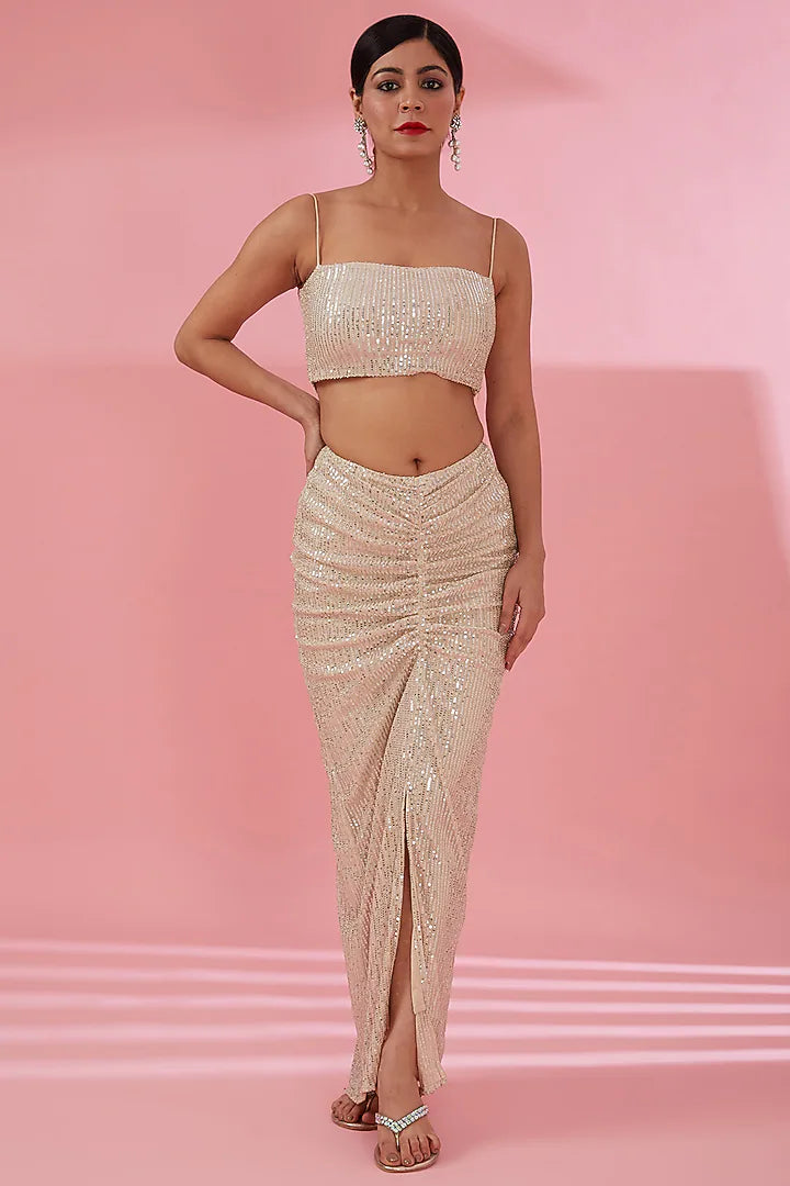 Namah By Parul Mongia Ivory Organza Cape Set