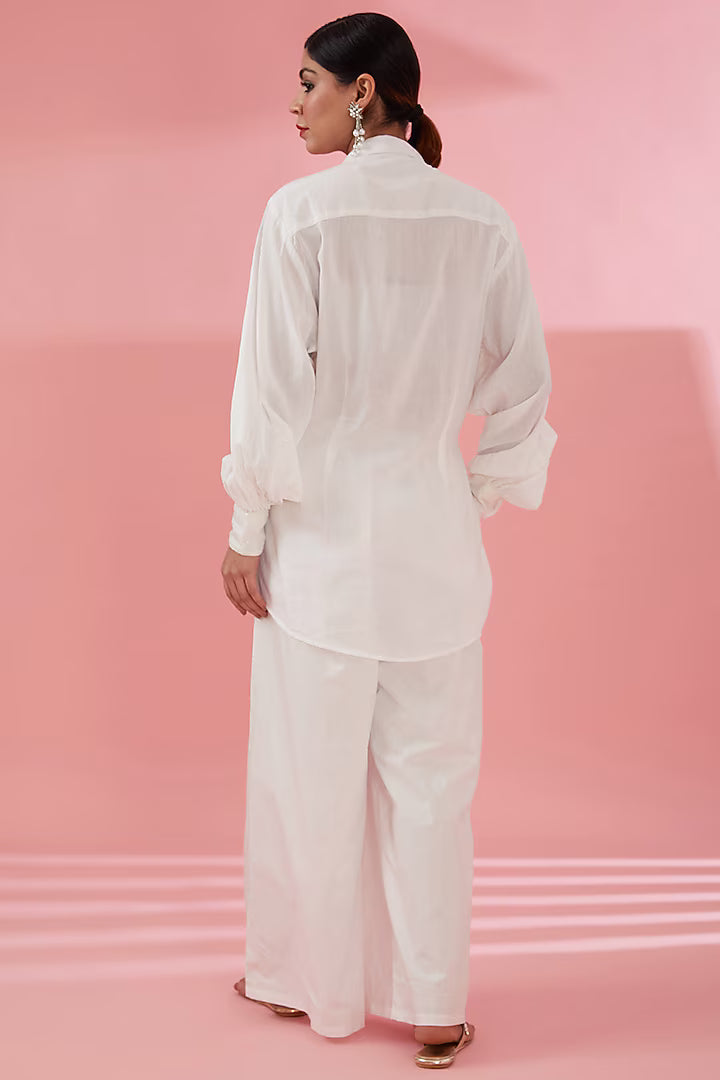 Namah By Parul Mongia Pearl White Cotton Co-Ord Set