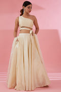 Namah By Parul Mongia Cream Taffeta Silk Lehenga Set