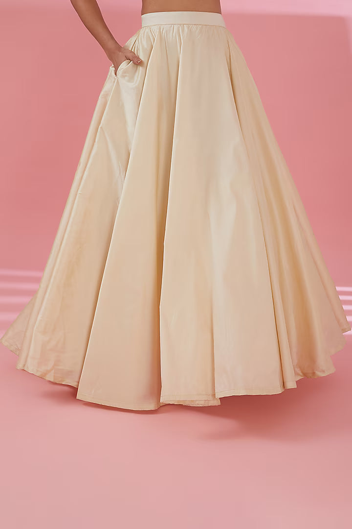 Namah By Parul Mongia Cream Taffeta Silk Lehenga Set