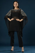 Namah By Parul Mongia Black Embroidered Kaftan Top