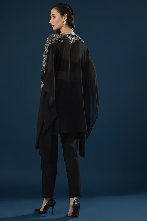 Namah By Parul Mongia Black Embroidered Kaftan Top