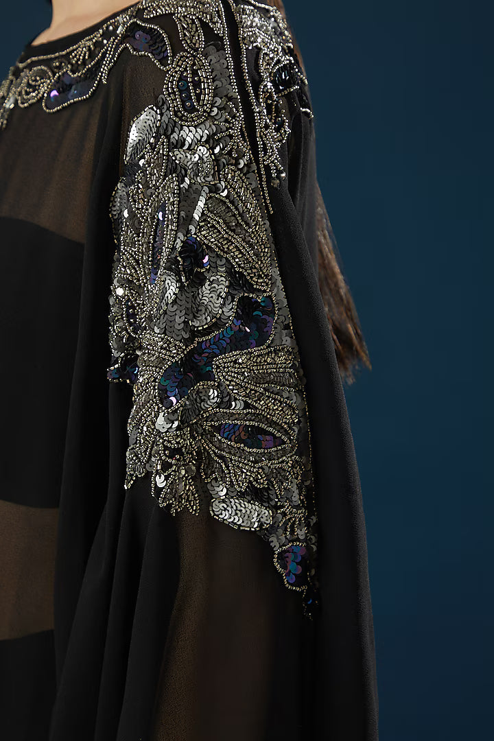 Namah By Parul Mongia Black Embroidered Kaftan Top