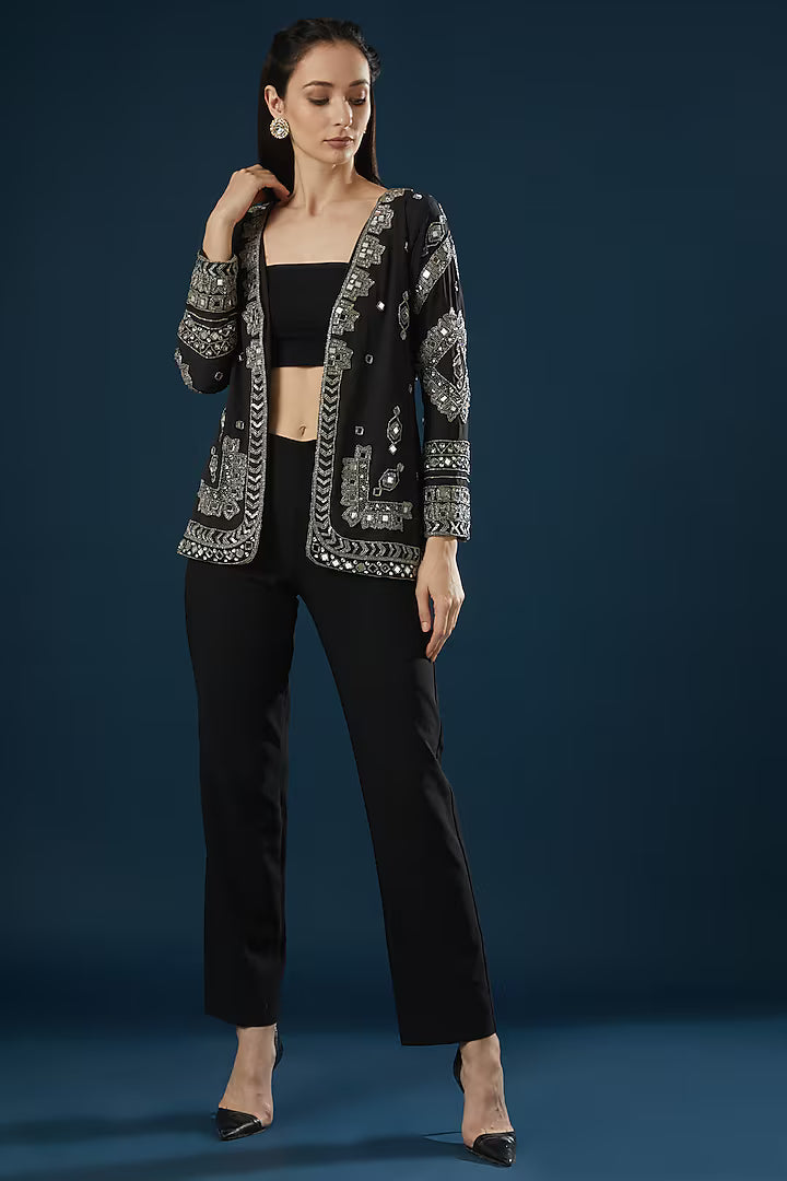 Namah By Parul Mongia Black Embroidered Jacket