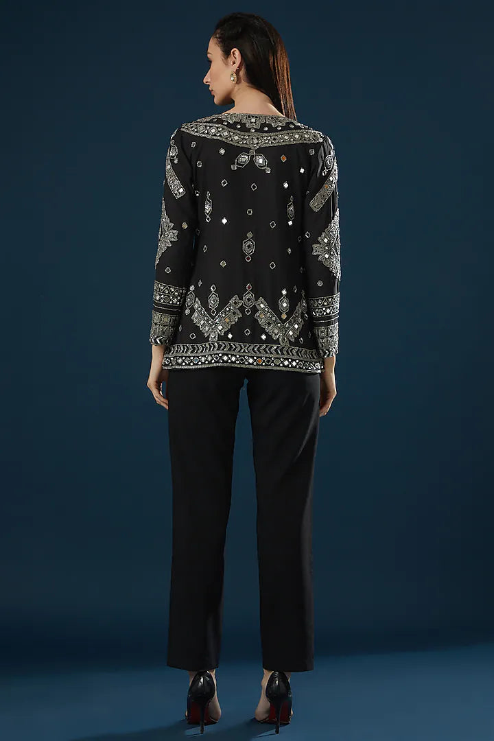 Namah By Parul Mongia Black Embroidered Jacket