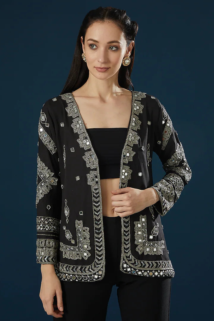 Namah By Parul Mongia Black Embroidered Jacket