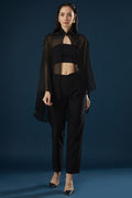 Namah By Parul Mongia Black Georgette Cape