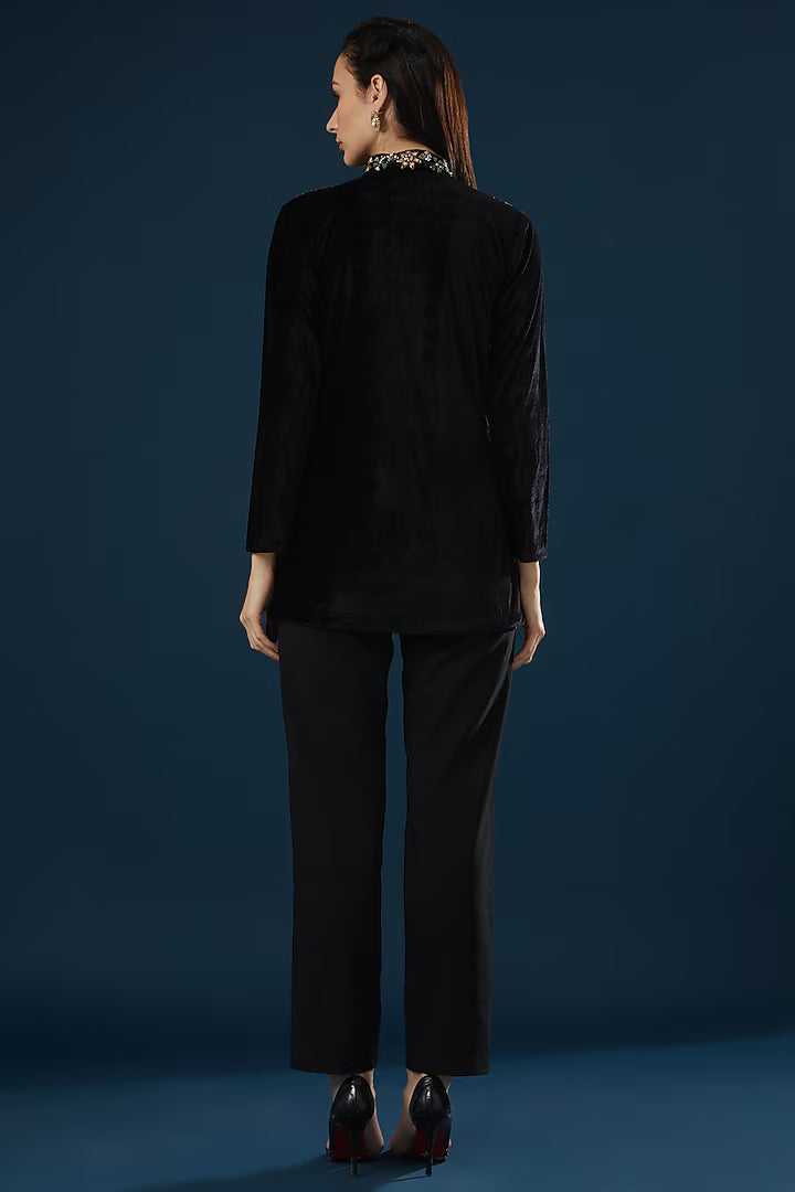 Namah By Parul Mongia Black Hand Embroidered Bandhgala Jacket