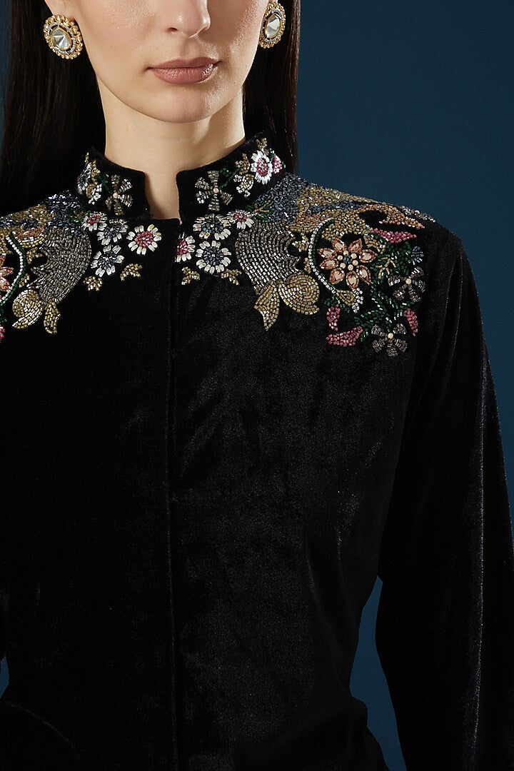 Namah By Parul Mongia Black Hand Embroidered Bandhgala Jacket