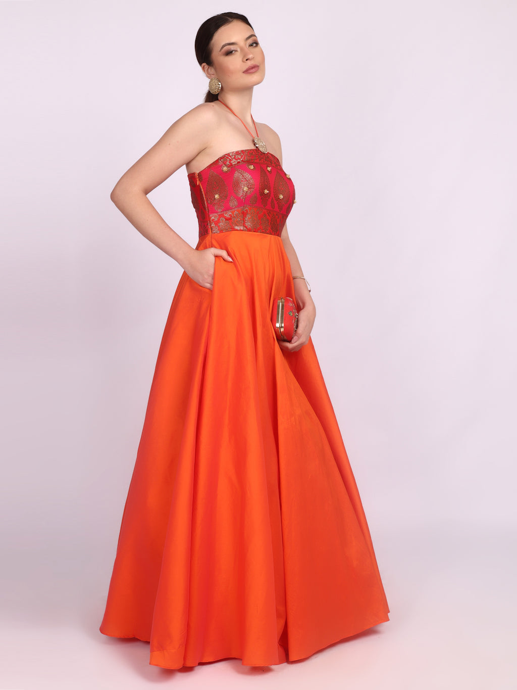 CORAL HALTER GOWN