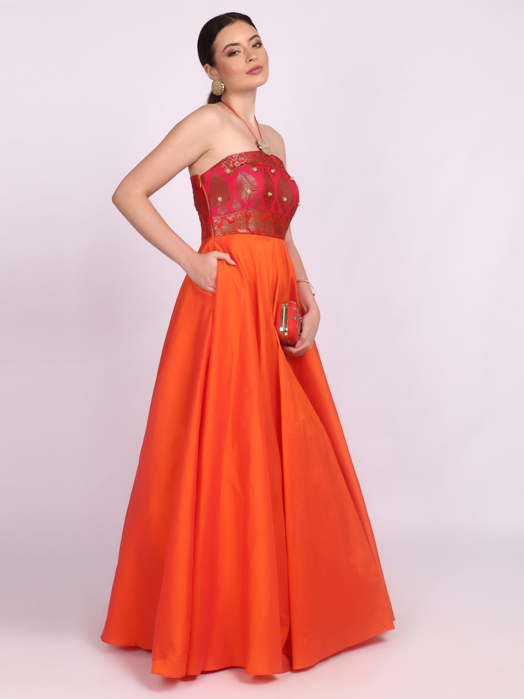 CORAL HALTER GOWN