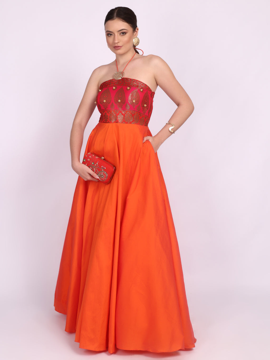CORAL HALTER GOWN